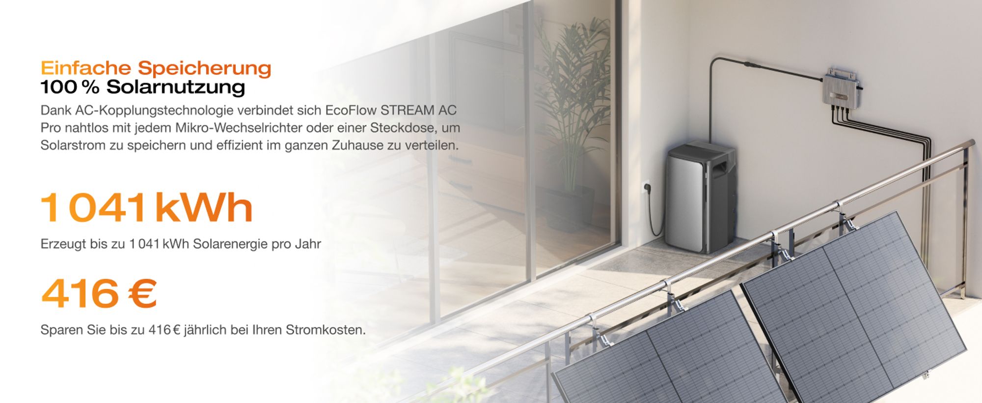 EcoFlow STREAM AC Pro 1,92 kWh – Balkonkraftwerk mit Speicher | 100 % Kompatibel mit allen Mikro-Wechselrichtern | 1 200 W Ausgang