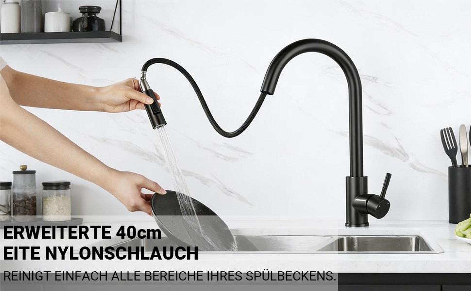 Ausziehlänge der Brause: bis 40 cm