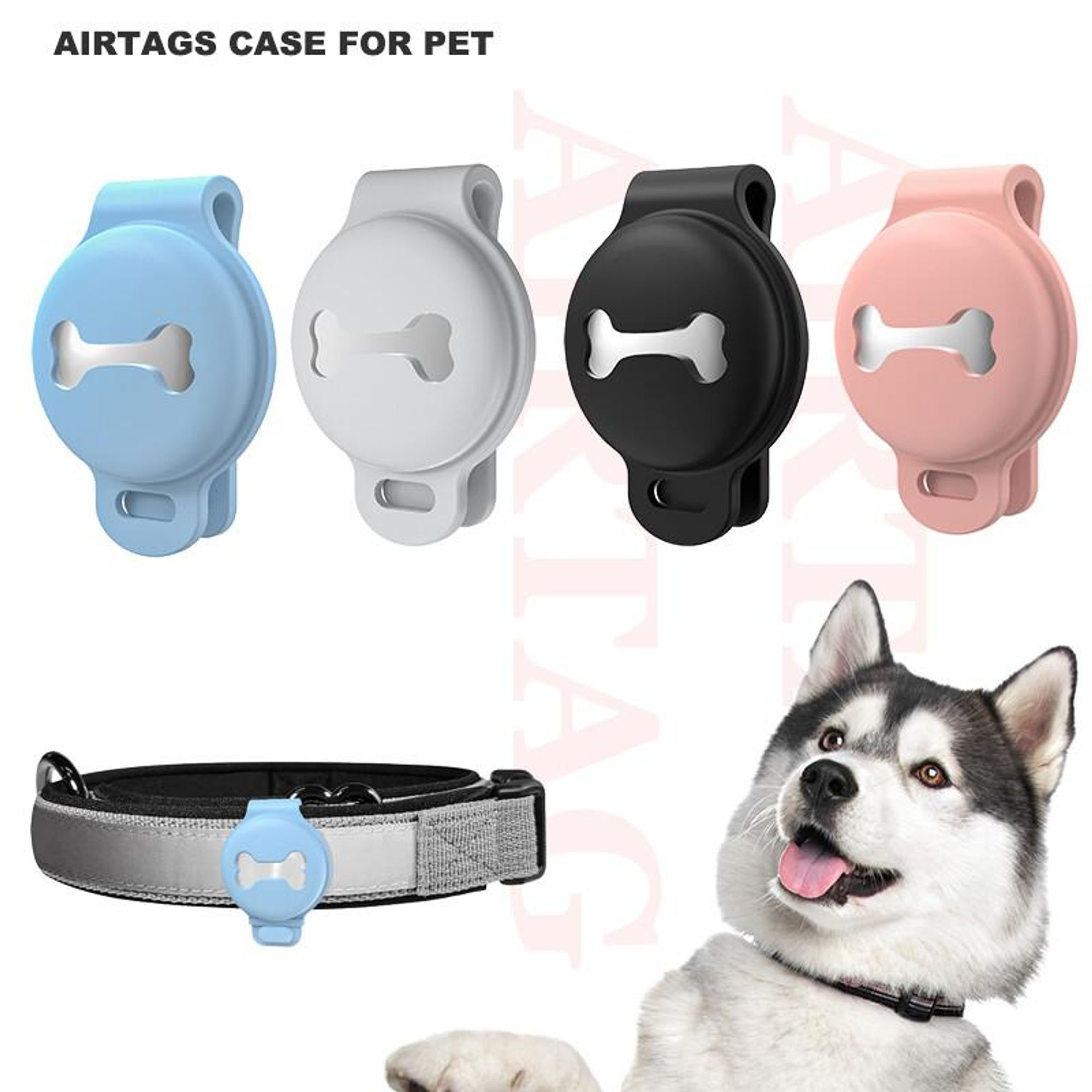 Apple AirTag Silikon Schutzhülle Halsband Hund Katze Anhänger Halter schwarz