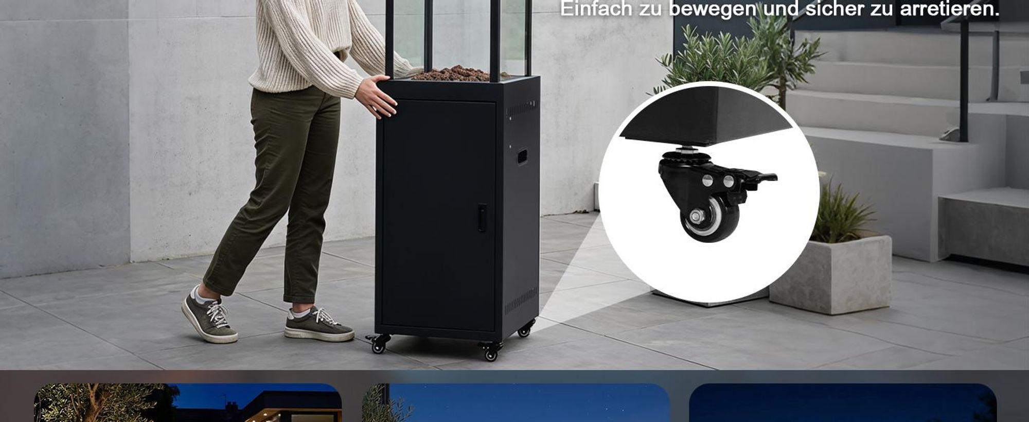 11 kW rauchfreier Propan Gas‑Terrassenheizer mit Lavasteinen