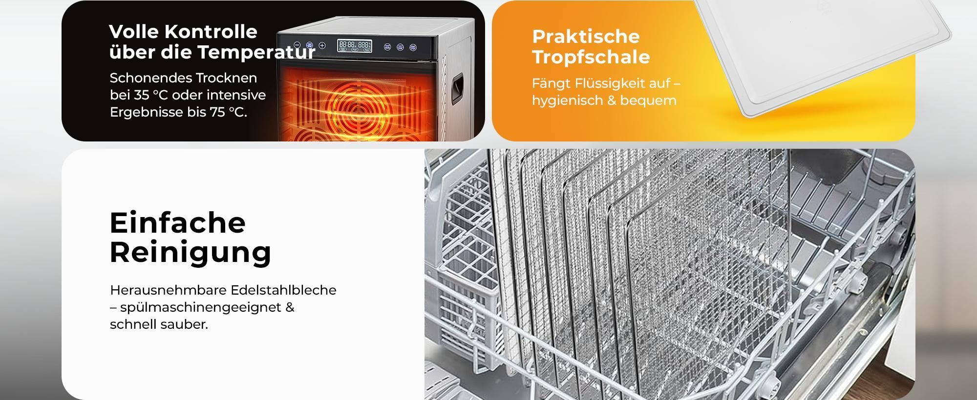 Balter Dörrautomat Edelstahl mit 10 Etagen, 700 W, Dörrgerät, LED-Display, 48-Stunden-Timer und Temperaturregelung, Dehydrator, BPA-frei