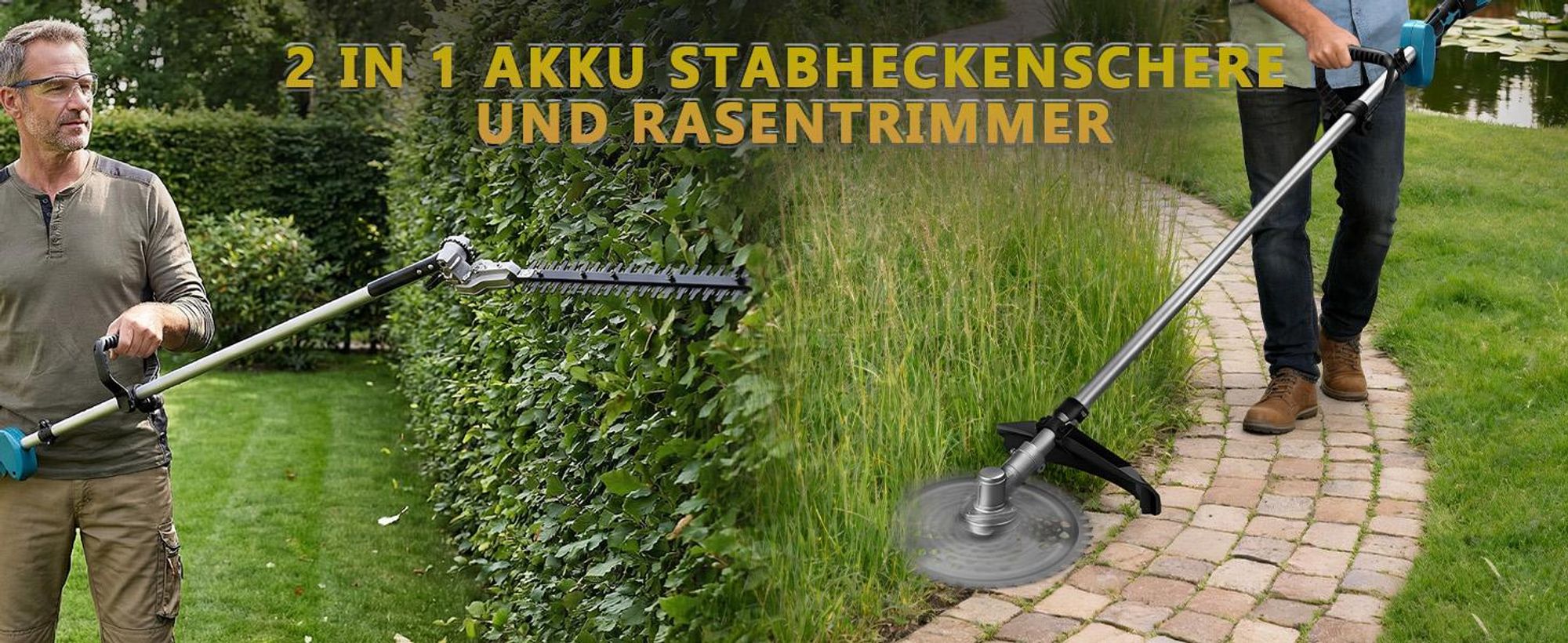 Heckenscherenkopf, Universal Doppelklingen Heckenscherenaufsatz , 65 Manganstahl Messer, 26 mm×9T für Freischneider, Gartenschneider Heckenschere