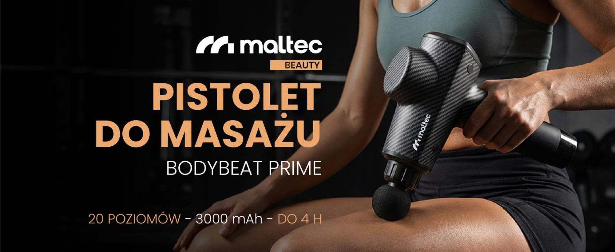 Pistolet do masażu z dużą baterią i 20 poziomami intensywności