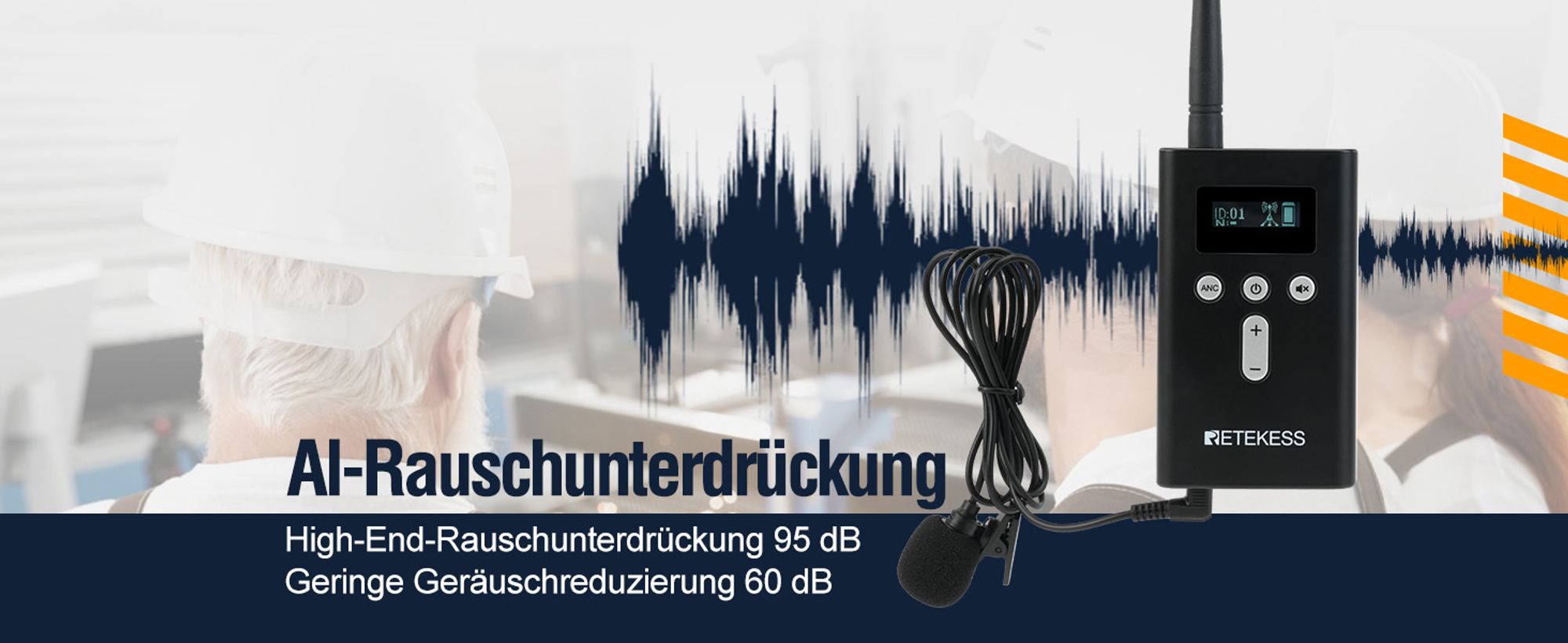 Retekess T130P Tour Guide System, Verbesserte Geräuschreduzierung, 160m, Lange Standby-Zeit 30H, Audio-Dolmetschsystem für Tourismus (15 Empfänger)