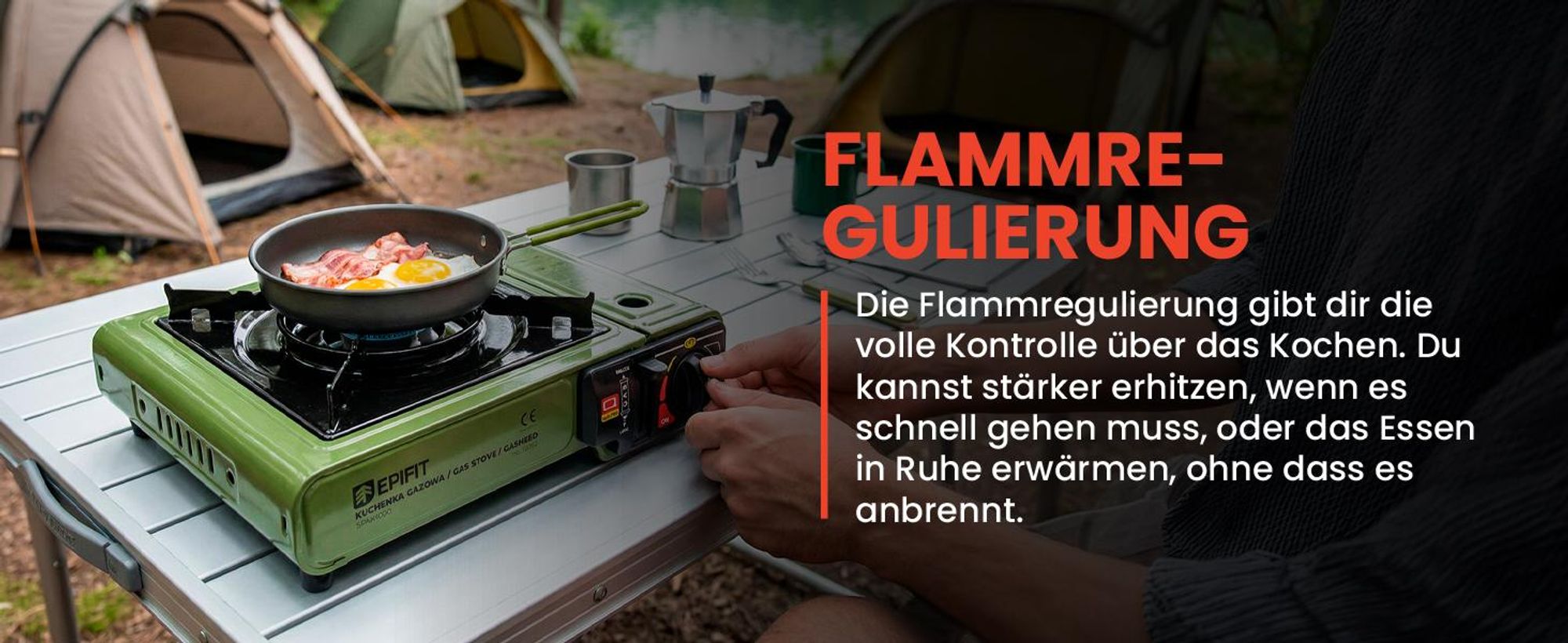 Grüner Gaskocher Campinkocher für Gaskartuschen Gasflasche mit Koffer