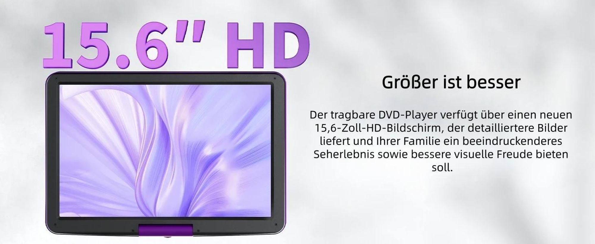BOIFUN 17.5" Tragbarer DVD-Player Mit 15.6" HD-Schwenkbildschirm Für Das Auto Mit Autoladegerät 6 Stunden Wiederaufladbare Batterie Wiedergabe