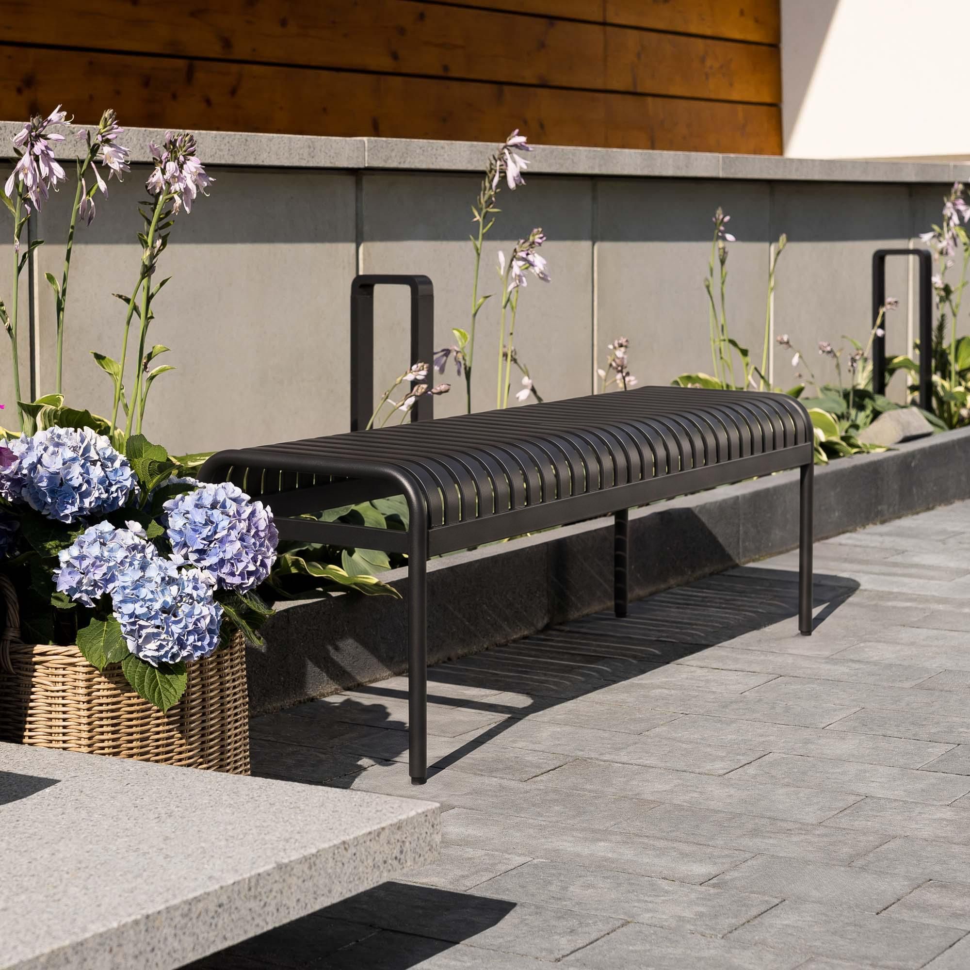di volio Gartenbank BAISO - Metallbank für Terrasse & Garten, 130 cm, wetterfest schwarz