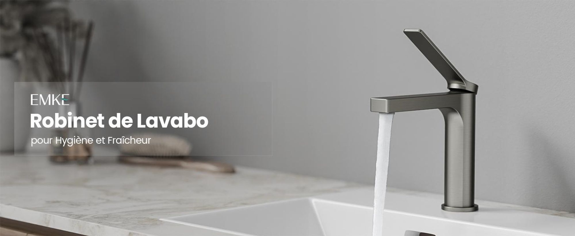 EMKE Robinet salle de bain anthracite mat 195x173x46mm, laiton, cartouche céramique, robinet salle de bain, mitigeur lavabo, mitigeur lavabo