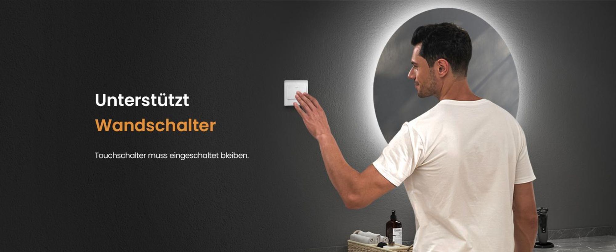 EMKE LED Badspiegel Rund 80 cm mit beschlagfrei Badezimmerspiegel 3 Lichtfarbe Badspiegel dimmbar LED Spiegel mit Touchschalter