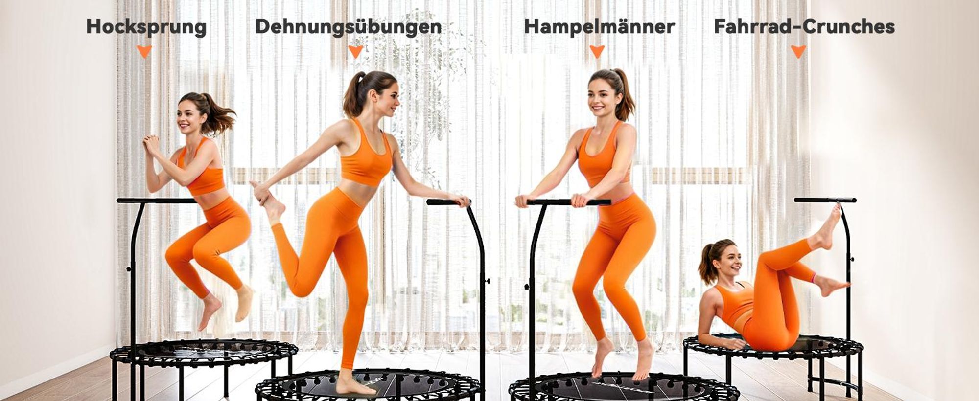 SPORTNOW Fitness Trampolin klappbar Ø102 cm Mini Trampoline mit Haltegriff