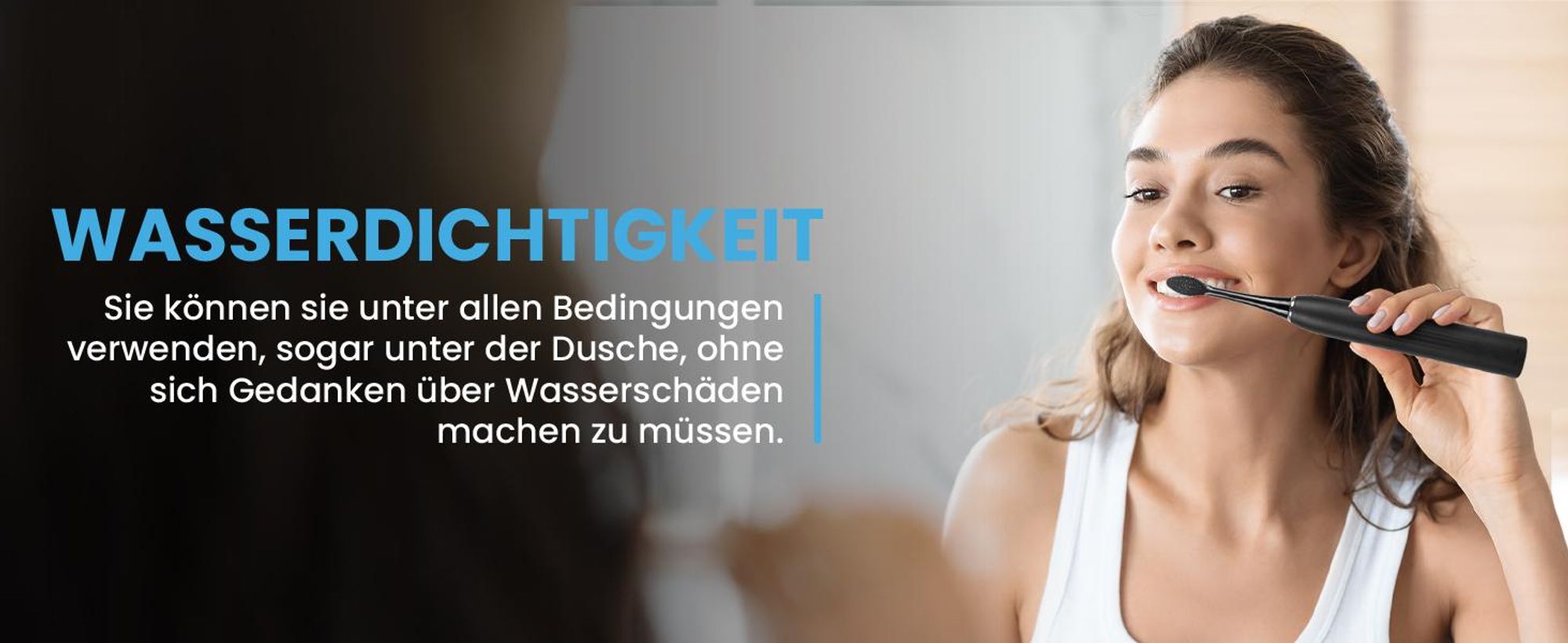 Schwarze Schallzahnbürste mit drei Intensitätsstufen und Reiseetui