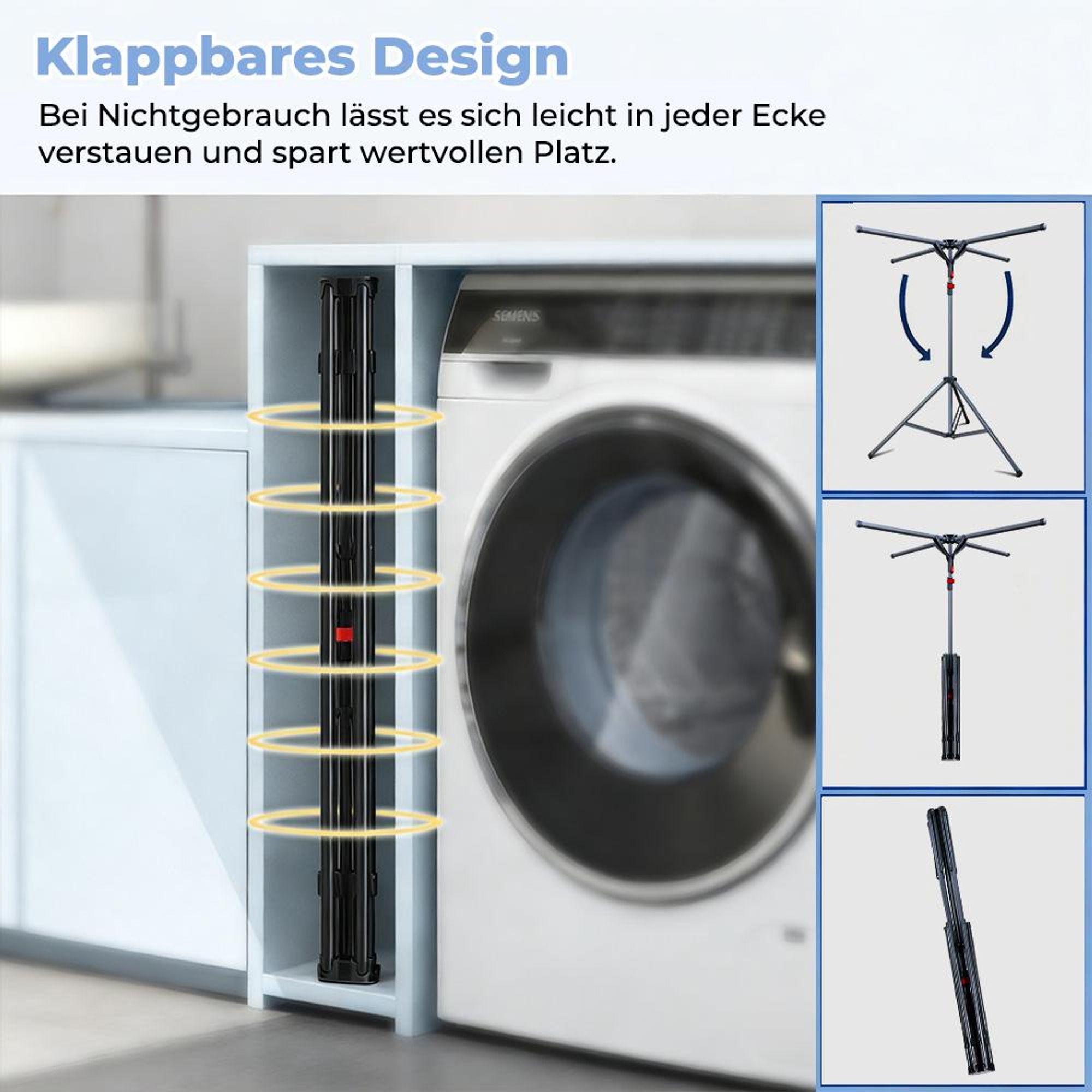 Wäscheständer Wäschetrockner Faltbar Kleiderständer 4 Kleiderstange Platzsparend