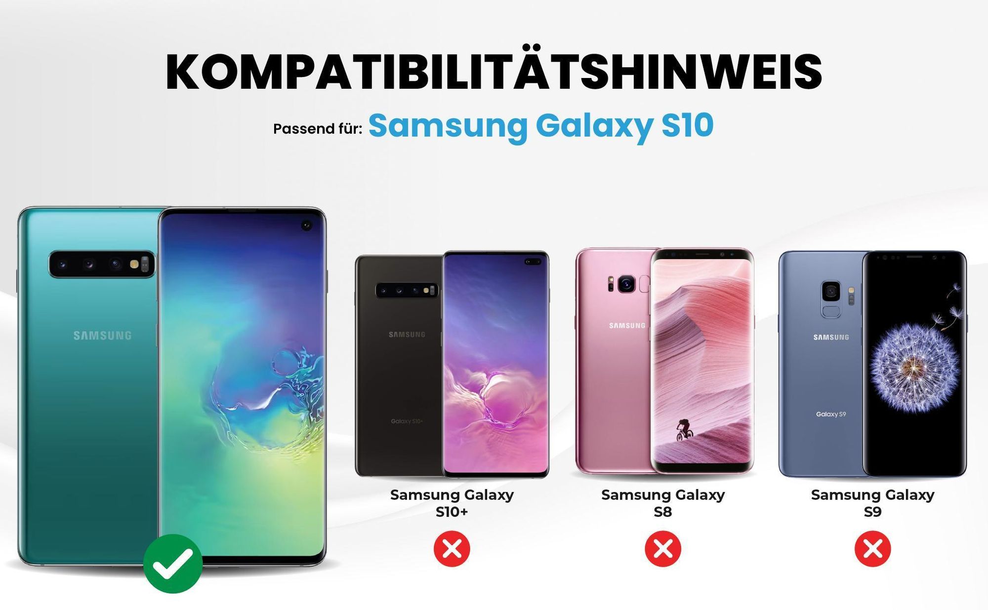 Kompatibilitätshinweise Hülle für Samsung Galaxy S10