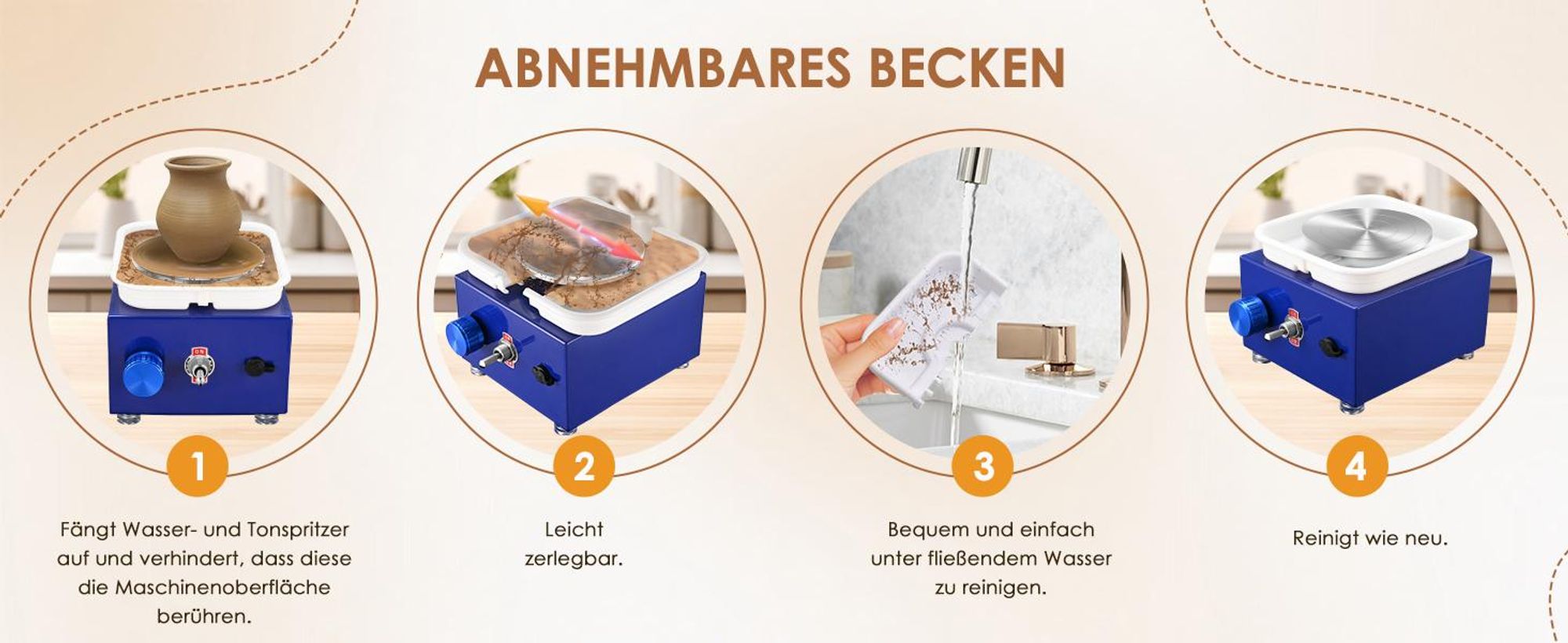 Mini Töpferscheibe, Elektrische Töpferscheibe, DIY Keramikarbeiten, Töpfermaschine, 2000RPM 10/6.5CM Einstellbare, für Töpfer-Heimwerker