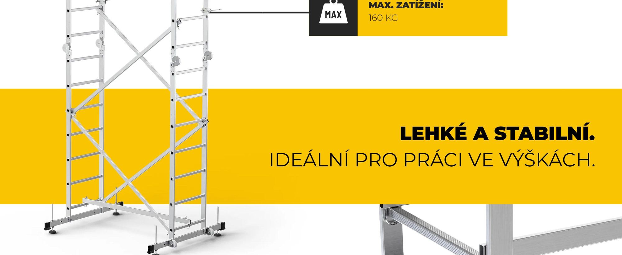 Drabest | hliníkové lešení, lešení, žebříkové lešení, žebříkové lešení 160 kg, hliníkové lešení, pracovní plošina, plošinové hliníkové lešení