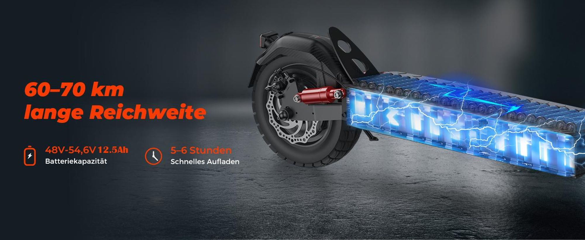 E Scooter mit Straßenzulassung, 10 Zoll Offroad Luftreifen, Batterie 12,5 Ah 60–70 km Reichweite, LCD-Instrumententafel, Maximale Tragfähigkeit 150 kg