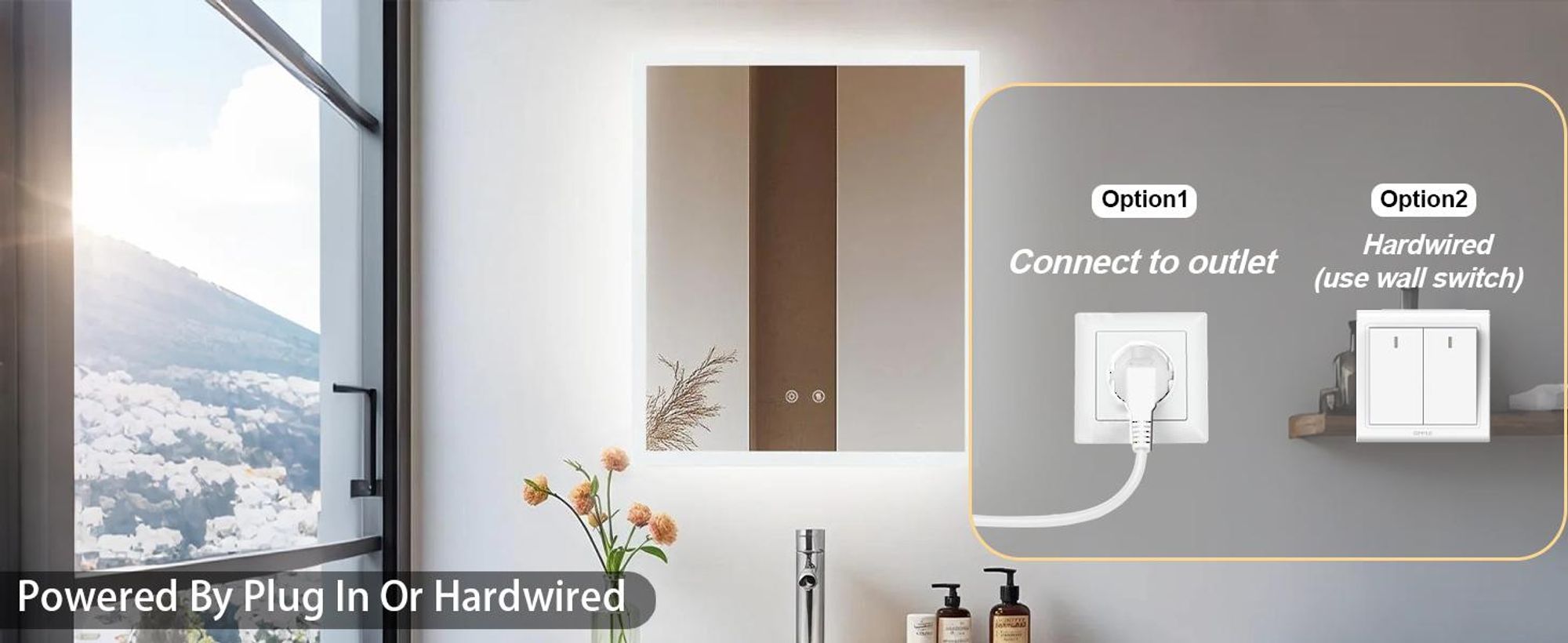 WISFOR Badspiegel mit Beleuchtung beschlagfrei 60×50cm, LED Badspiegel Lichtspiegel Wandspiegel mit Touch-schalter Dimmbar