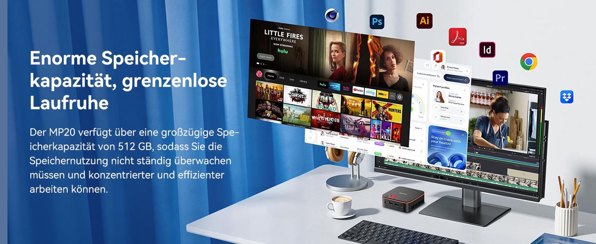 Blackview MP20 Ryzen 3  3300U Desktop-PC, Win 11Pro 3,6 GHz, 16GB RAM 512GB SSD M.2 Mini Computer, 4K Dual Display, WiFi 6, für Zuhause Büro