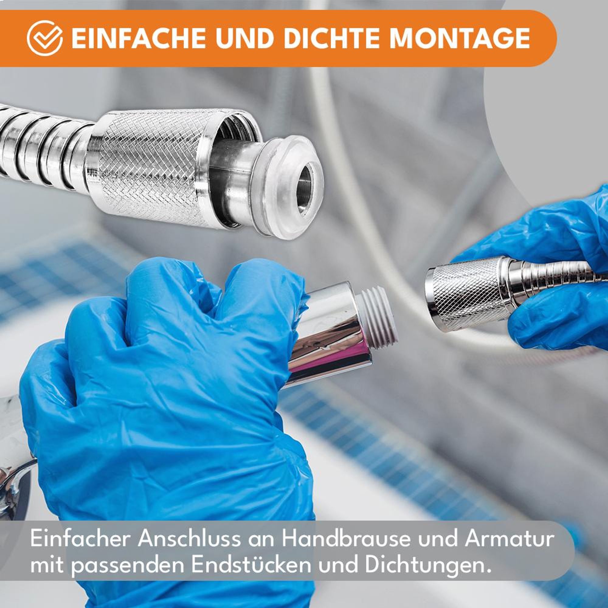 KRUMAD Duschschlauch 1,5 m Edelstahl, Brauseschlauch flexibel, Handbrausenschlauch, Verlängerung für Dusche, leichter Ersatzschlauch Badezimmer