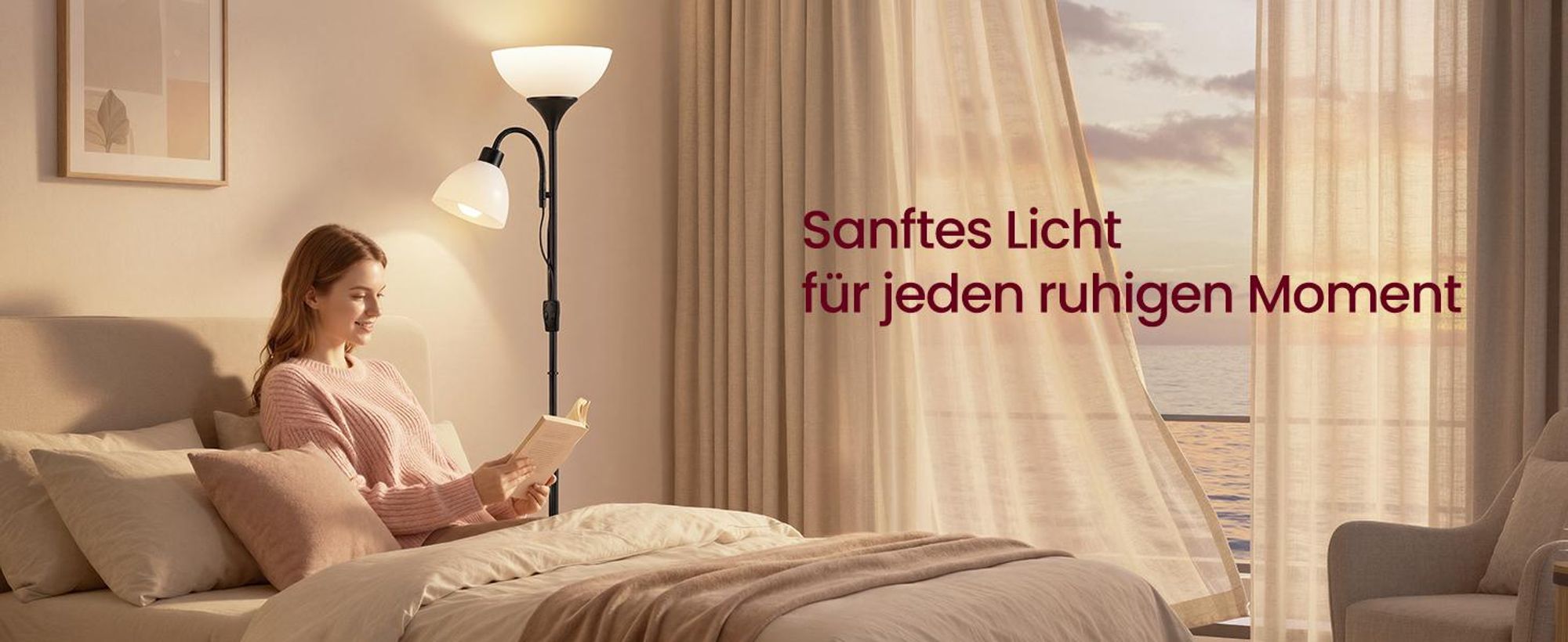 VASAGLE Deckenfluter Stehlampe mit Verstellbarer Leselampe 38,5 x 23,5 x 176 cm Schwarz