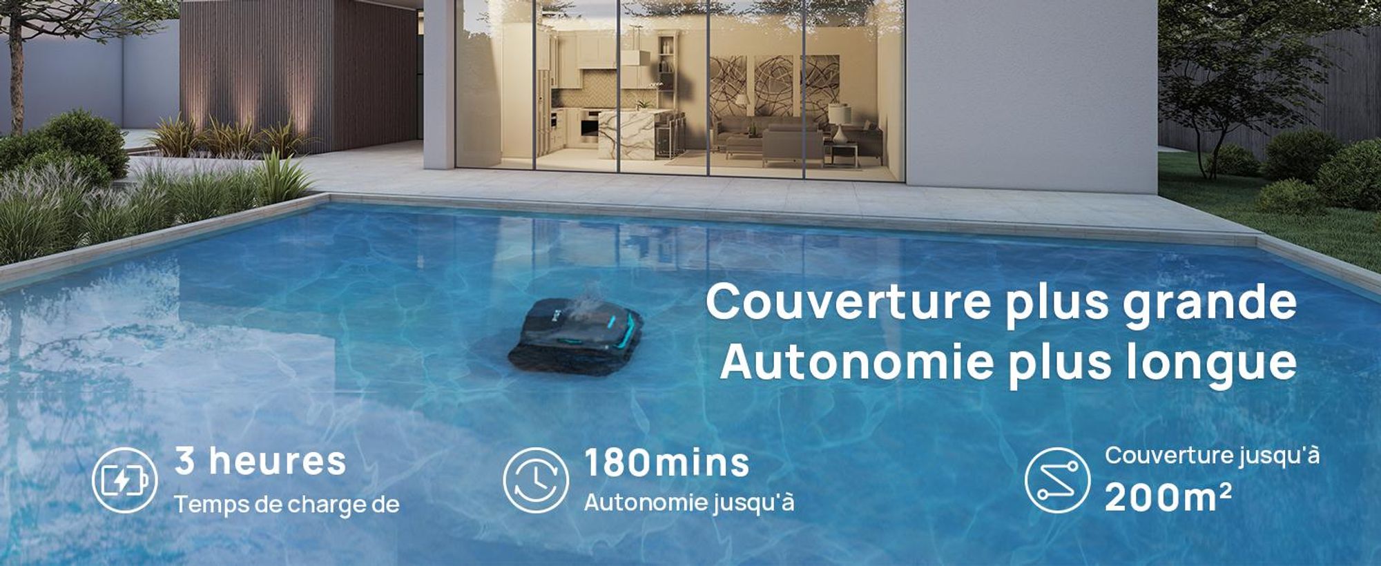 Robot de piscine sans fil WYBOT C2 Vision - Smart Vision Nav, autonomie de 180 minutes,via application, IPX8