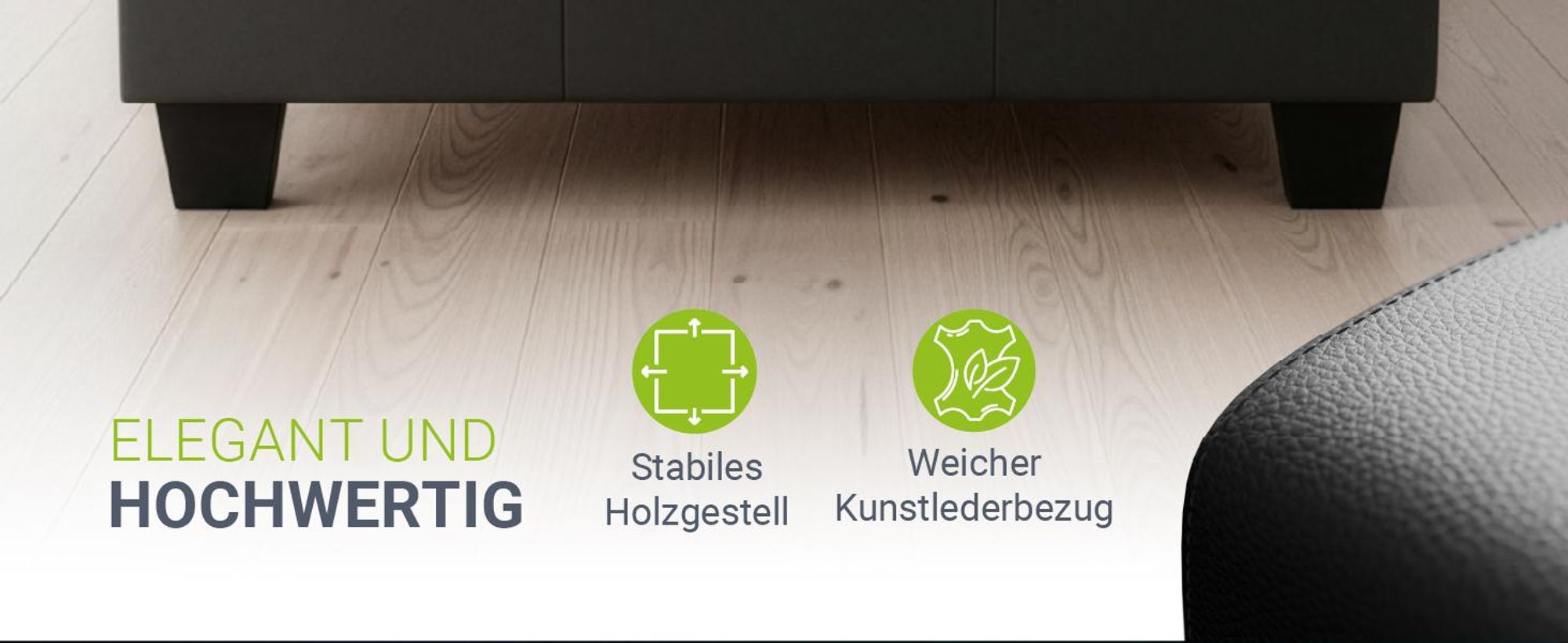 Juskys Polsterbett Paris - 90x200 cm - Bettgestell inkl. LED-Beleuchtung, Lattenrost & Matratze - grau - Stoff - Einzelbett Jugendbett