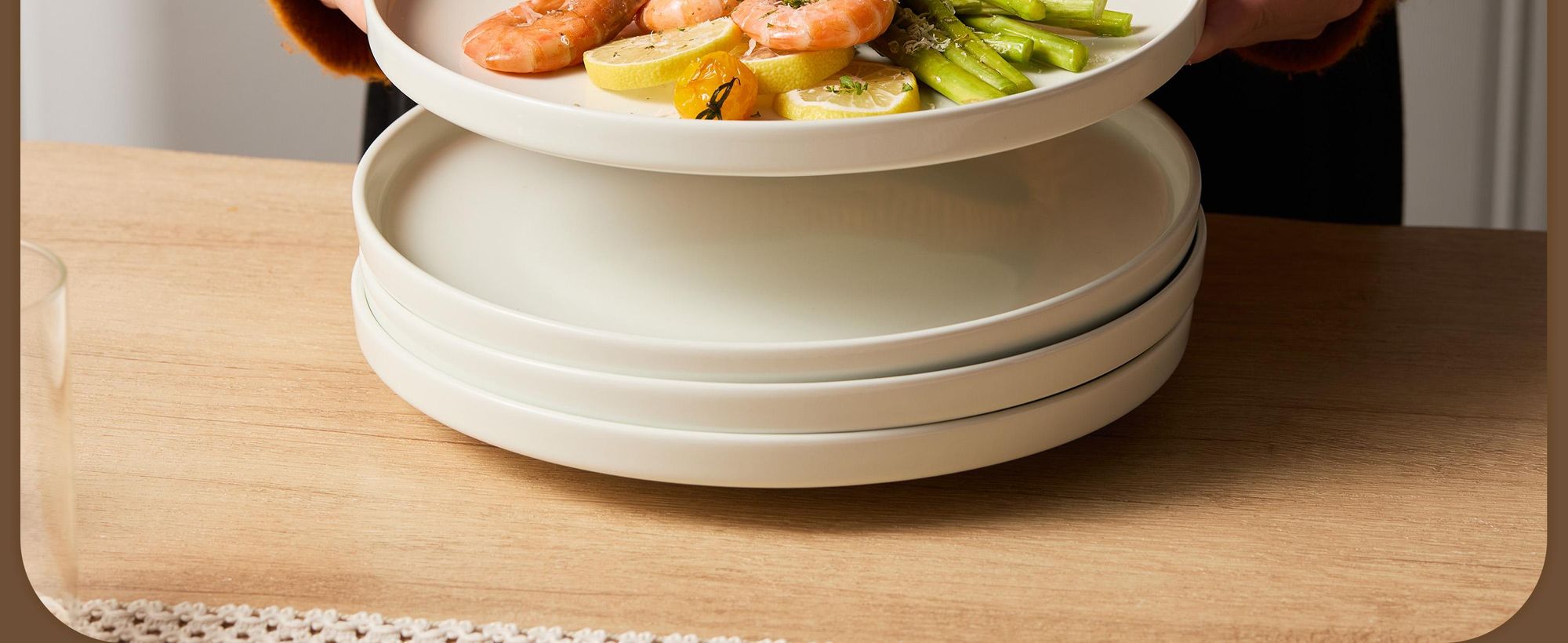 Teller set 4er Ø26,5 cm Keramik Essteller Steakteller Kuchenteller für 4 Personen Flachteller Set Porzellanteller Mikrowellen- und Spülmaschinenfest