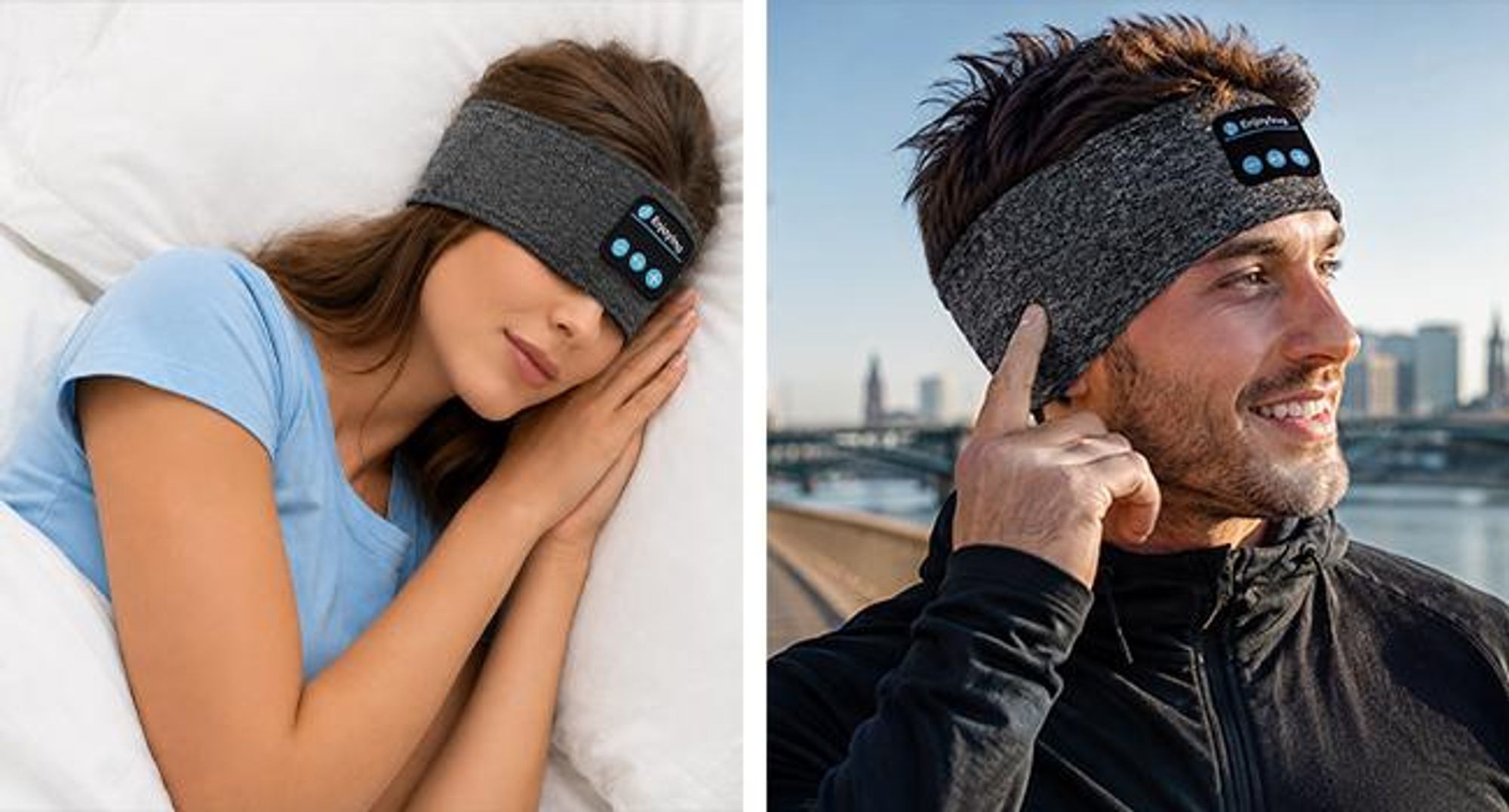 KRUMAD Schlafkopfhörer Bluetooth 5.3, Kopfhörer Stirnband für Seitenschläfer, kabellose Stereo Kopfhörer mit Lautsprechern, Musik und Schlaf