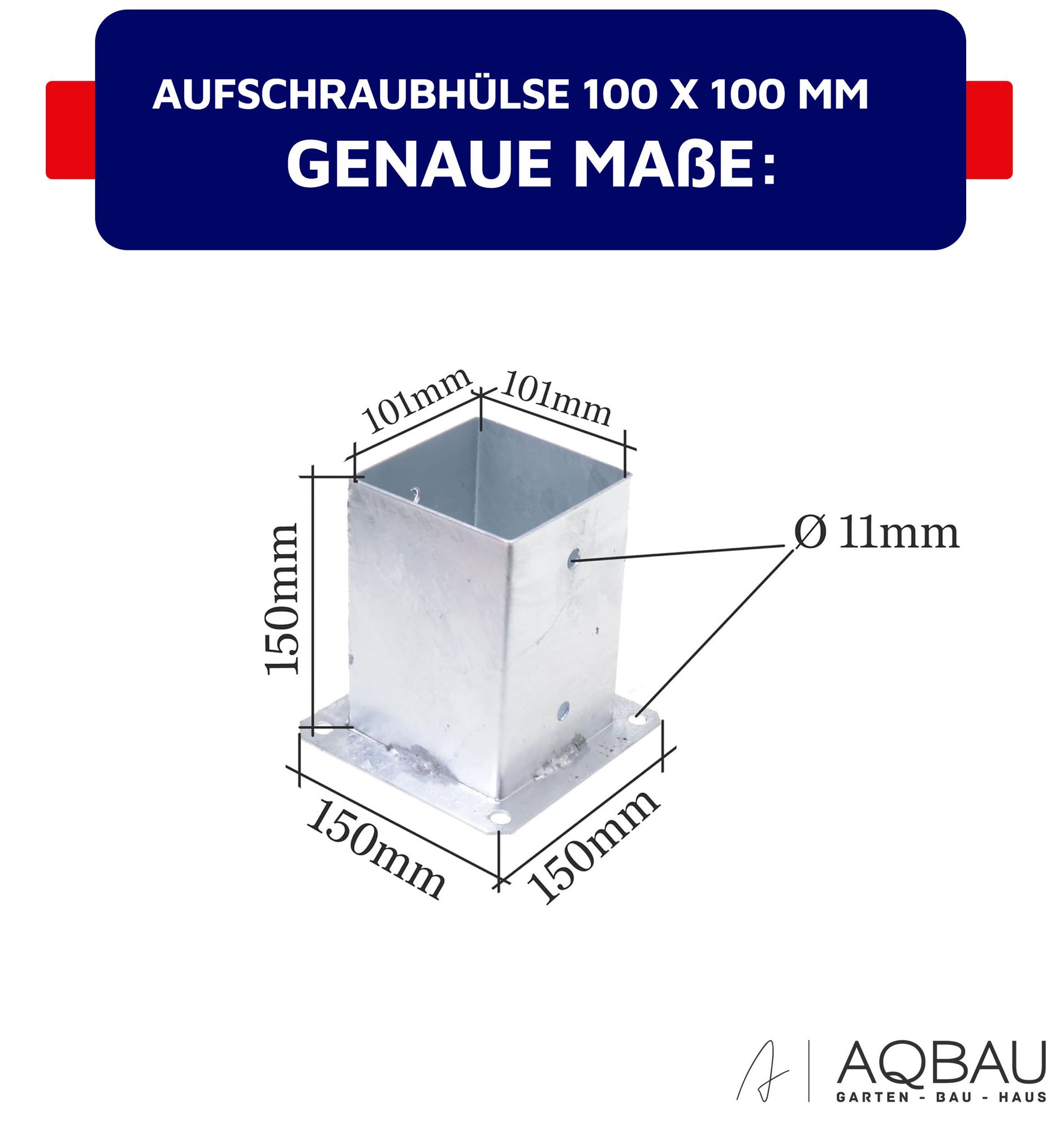 Aqbau® Aufschraubhülse 100x100 mm