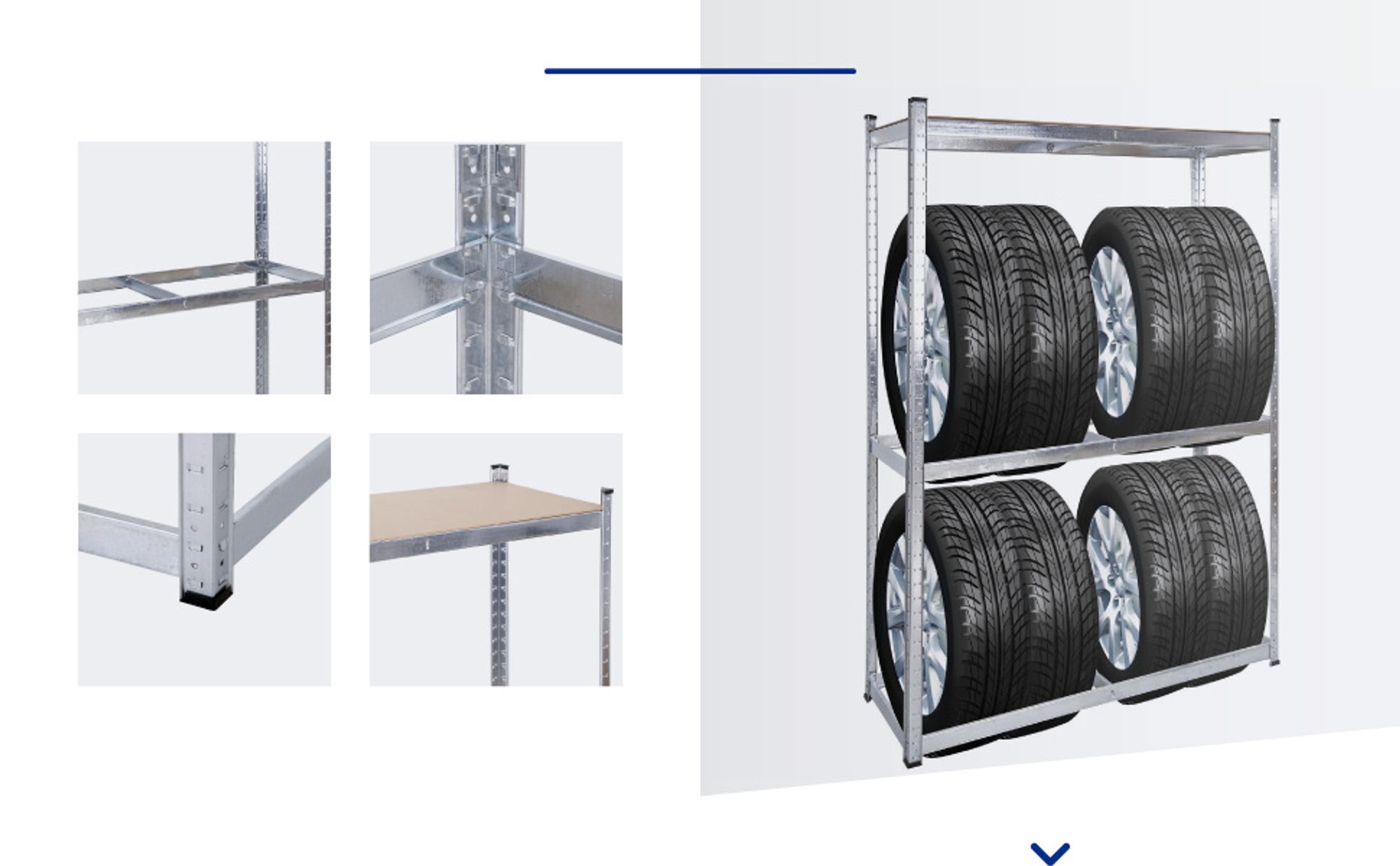 Wiltec Reifenregal – 180 x 120 x 40 cm – bis 795 kg – für 8 Reifen – aus Stahl – Werkstattregal Lagerregal Reifenständer Schwerlastregal