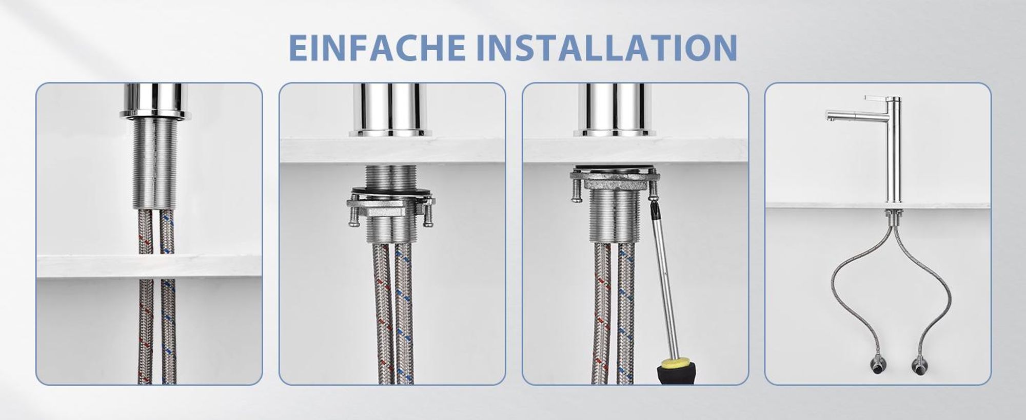 Homelody 2*Wasserhahn Bad hoch 360° drehbar Waschtischarmatur Mischbatterie Badarmatur für Bad, Waschbecken Armatur Chrom