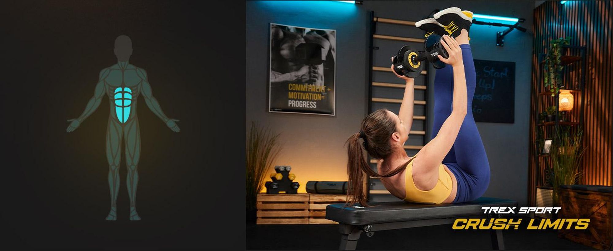 TREX SPORT Kurzhantel Set verstellbar TX-012AB | Gewichte Hanteln Set 2–11,5 kg | Gusseisen, platzsparend, rutschfest | Homegym Hantelset für Zuhause