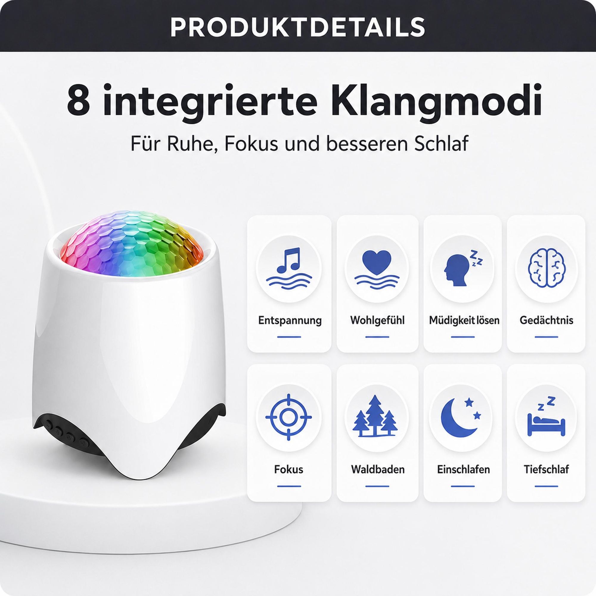 Sternenhimmel Projektor, 3in1 Musik Projektor Nachtlicht mit Bluetooth Lautsprecher & White Noise,56 Dynamische Farb,Baby Kinder Erwachsene Party Deko