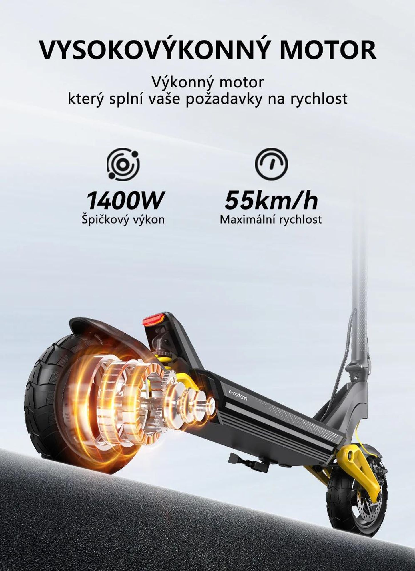 Elektrická Koloběžka OOTD S10 - Motor 1400W Baterie 48V20AH Pneumatiky 10'' Kotoučová Brzda - Černá