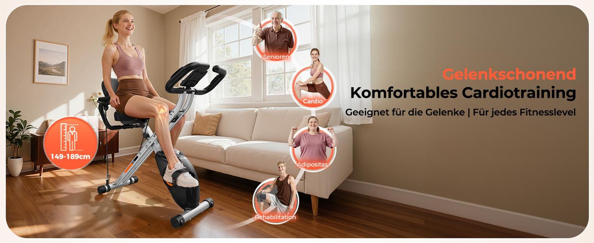 YOSUDA Heimtrainer Fahrrad Klappbar,Ergometer 150kg Belastbar, Hometrainer 8 Magnetische Widerstandsstufen,Leise & Bequem, LCD-Monitor