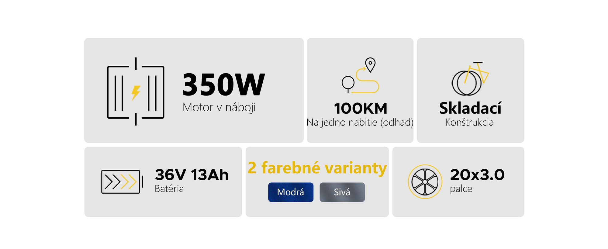 Elektrický bicykel HillMiles Mile 2 - Batéria 36V13Ah 20-palcové kolesá dvojité hydraulické brzdy - Sivý