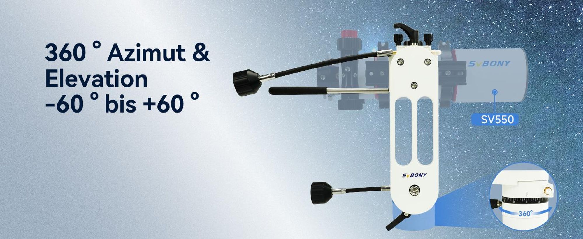 Svbony SV225 Azimutale Teleskop Montierung, Aluminium Alt/Az-Montierung mit Einstellbarer Winkel CNC Hohlstruktur, Teleskopzubehör