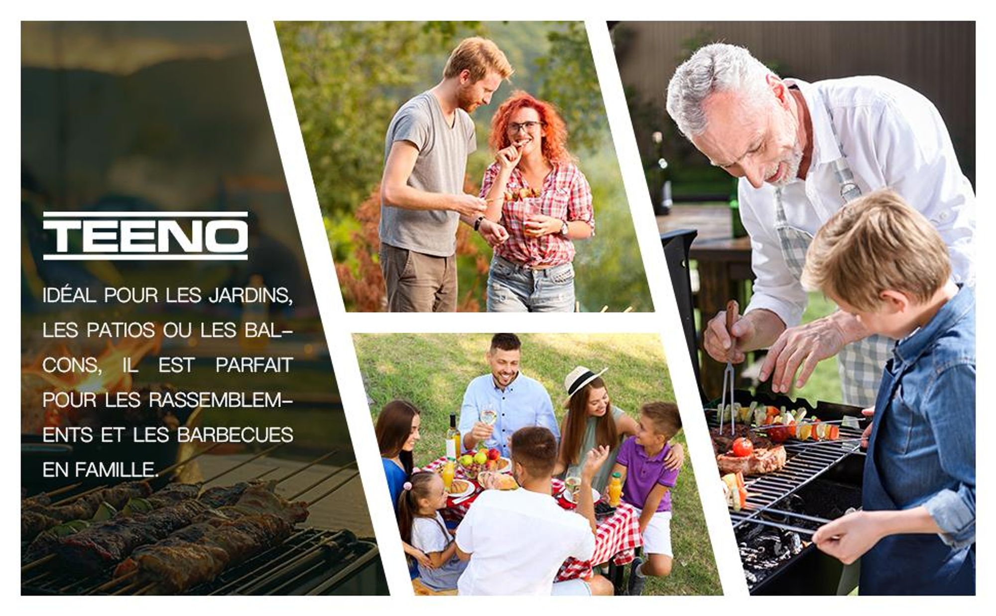 TEENO Barbecue Charbon de Bois Upgraded | Grill à Charbon avec Couvercle | Thermomètre,Tiroir à Cendres,Gants anti-brûlures, Évent Réglable