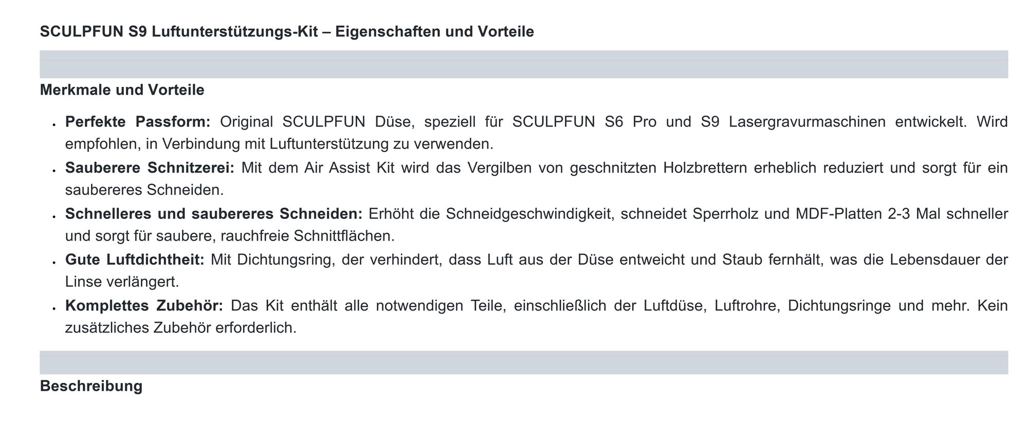 SCULP FUN- Air Assist Nozzle Kit (ohne Luftpumpe) für S9 90W - S9 Air Ass