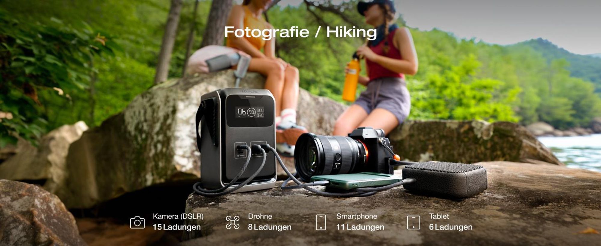 ECOFLOW TRAIL 200DC Tragbare Powerstation, 192 Wh, ultraleichte LFP-Batterie mit Griff, 220 W Solar-Generator, Schnellladung, 4 Ausgänge, stoßfest