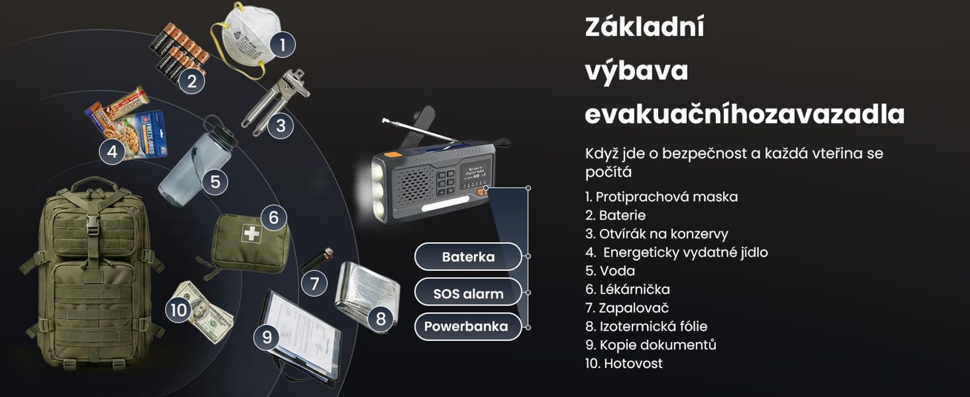 Přenosné rádio Extralink s digitálním rádiem DAB/FM, solární nabídkou, dynamo, baterií 4500 mAh, Bluetooth a funkcí SOS