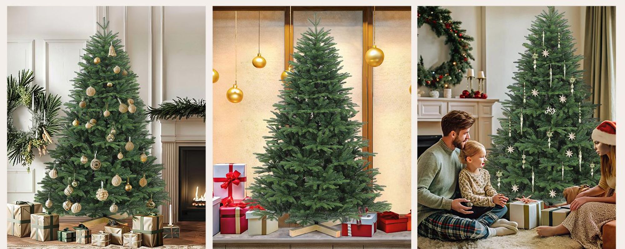 Salcar 210 cm Weihnachtsbaum Künstlich Tannenbaum Nordmanntanne mit Holzständer, mit 1525 PE-Zweigen und 993 PVC-Zweigen