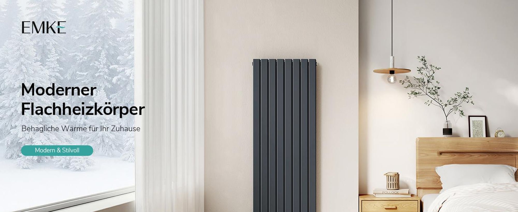 EMKE Heizkörper Flach 160 x 61,6 cm Doppellagig 1933 W Anthrazit Design Paneelheizkörper