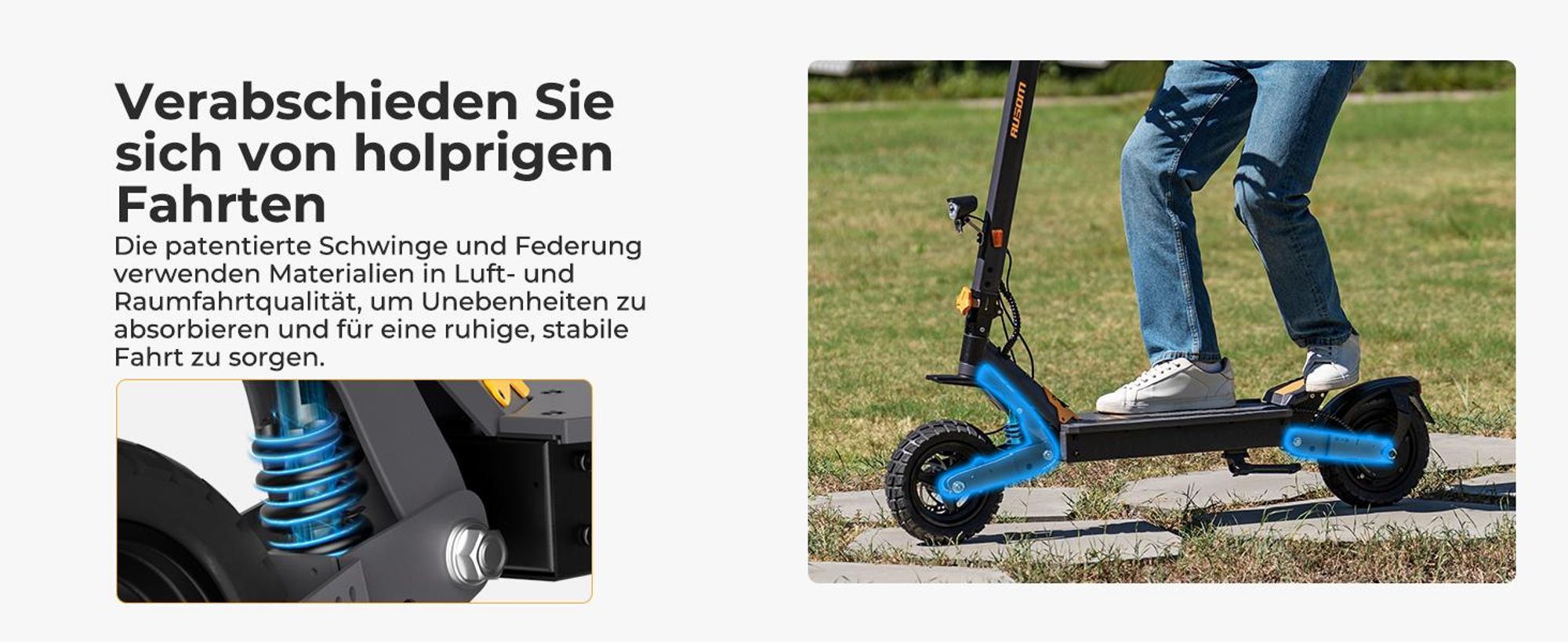 Ausom L1 ABE E-Scooter 500W 48V 15,6Ah 70 km Reichweite NFC Schloss E-ABS 10 Zoll Tubeless Reifen