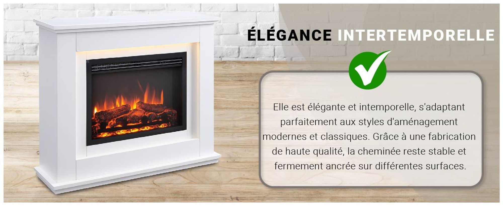 Cheminée électrique BALDERIA Baldur - Cheminée sur pied - Blanc