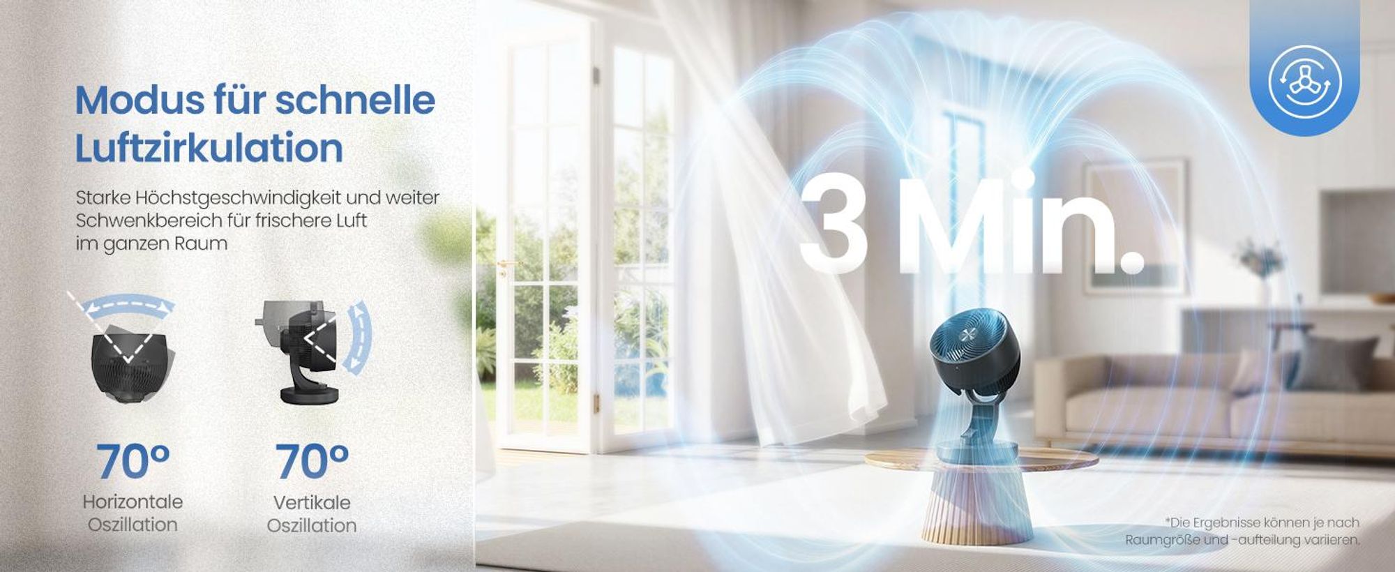 SONGMICS Tischventilator mit LED-Display, leiser Ventilator 20 dB, 8 Stufen, Fernbedienung, Oszillation, Timer, schwarz