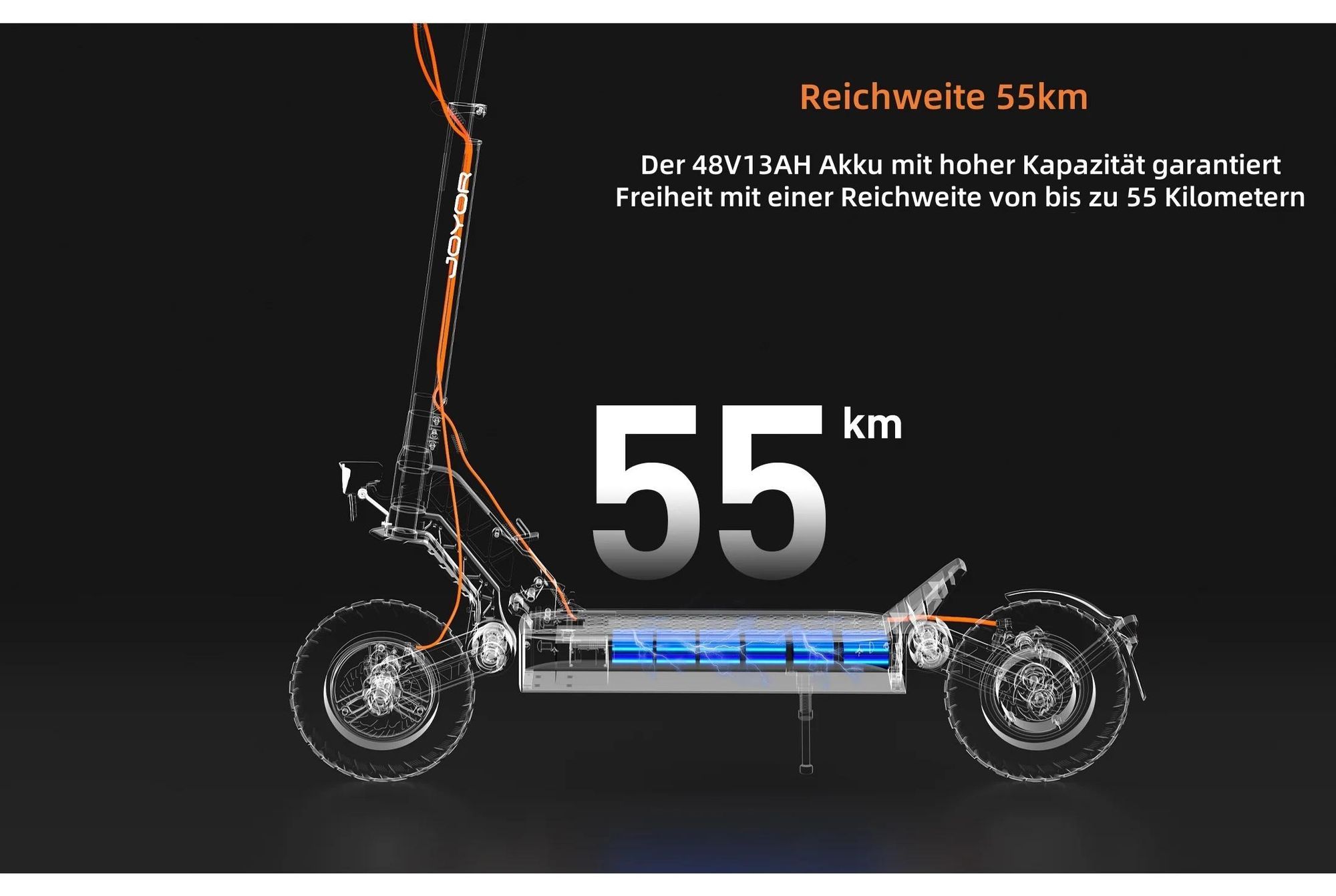 JOYOR S5-Z Faltbar Elektroroller - 600W Motor 48V13AH Akku 10 Zoll Reifen Scheibenbremsen Kurvenlicht - Schwarz