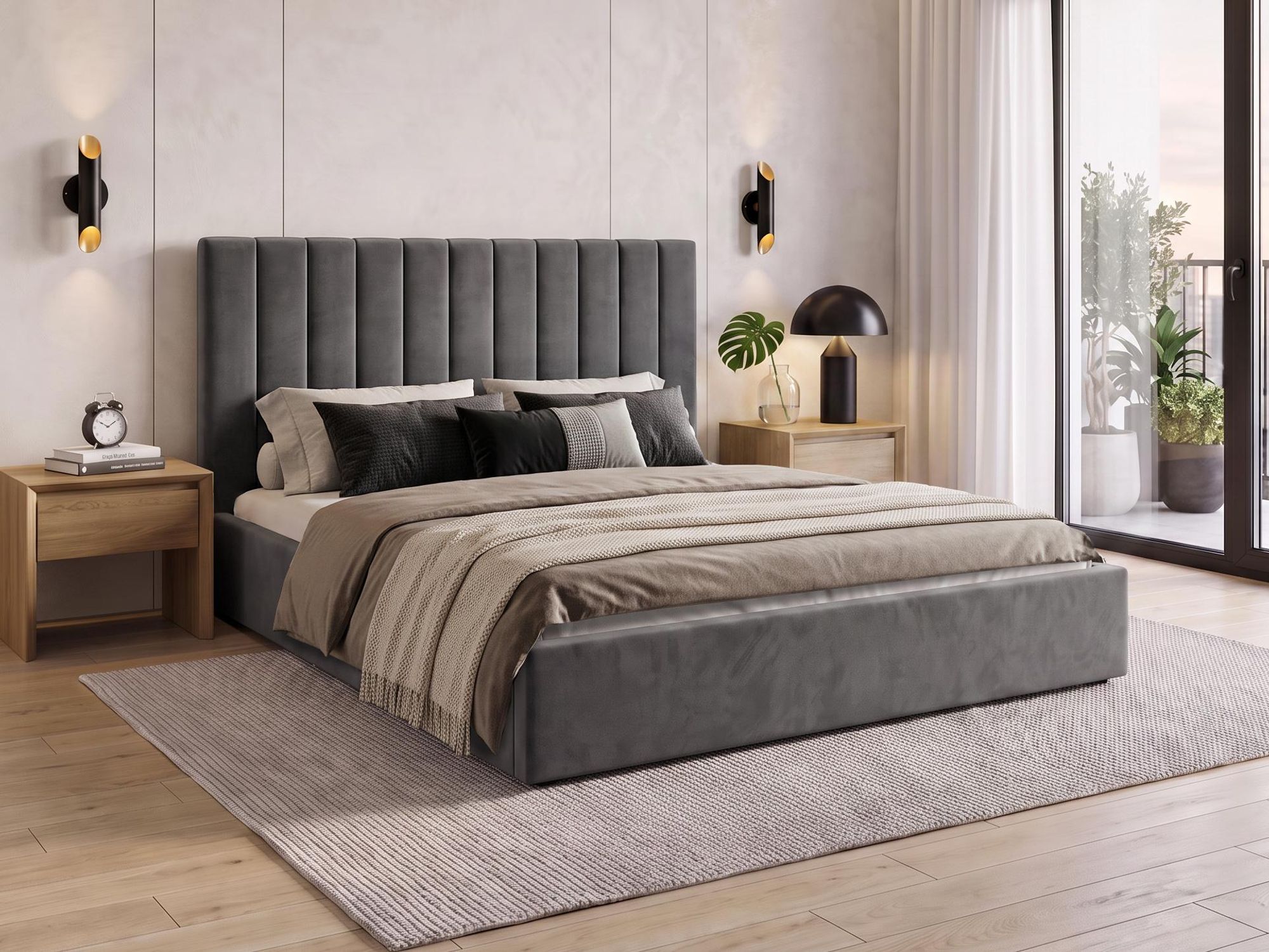 Polsterbett 160 × 200 cm, Doppelbett mit Matratze