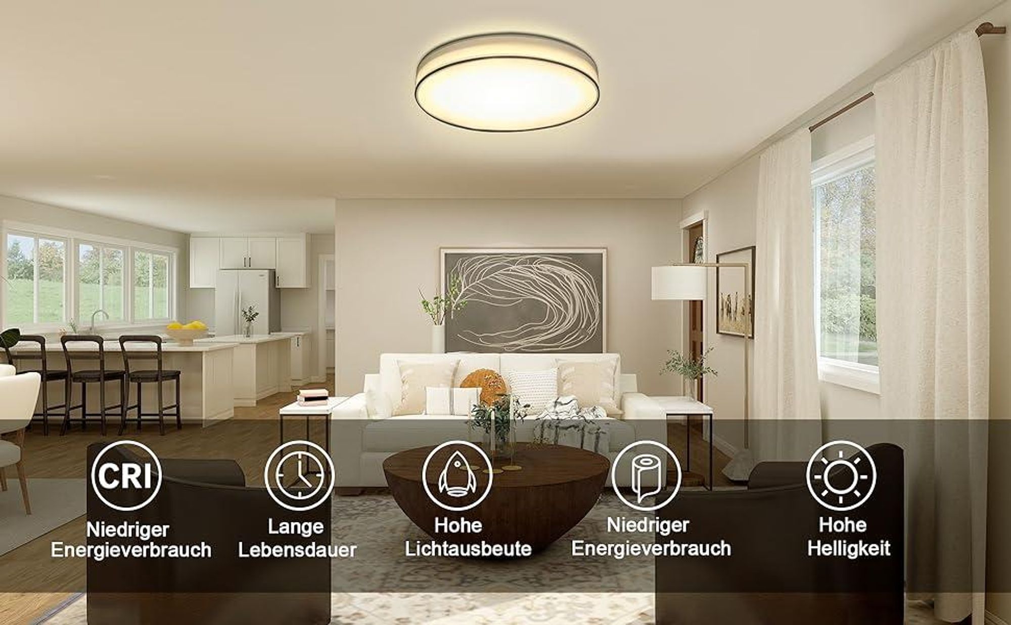 ZMH lampa sufitowa LED lampa sufitowa do salonu ściemnialna z pilotem Biała lampa do sypialni z tkaniny Okrągła lampa z kloszem z tkaniny Sypialnia Nowoczesna