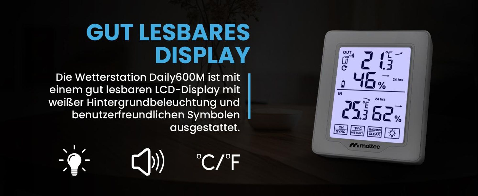 Kleine Wetterstation mit außensensor mit Thermometer Hygrometer